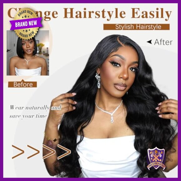 360 Lace Front Human Hair Wig Pre Plucked 220% Density Glueless Drawstring main image 3